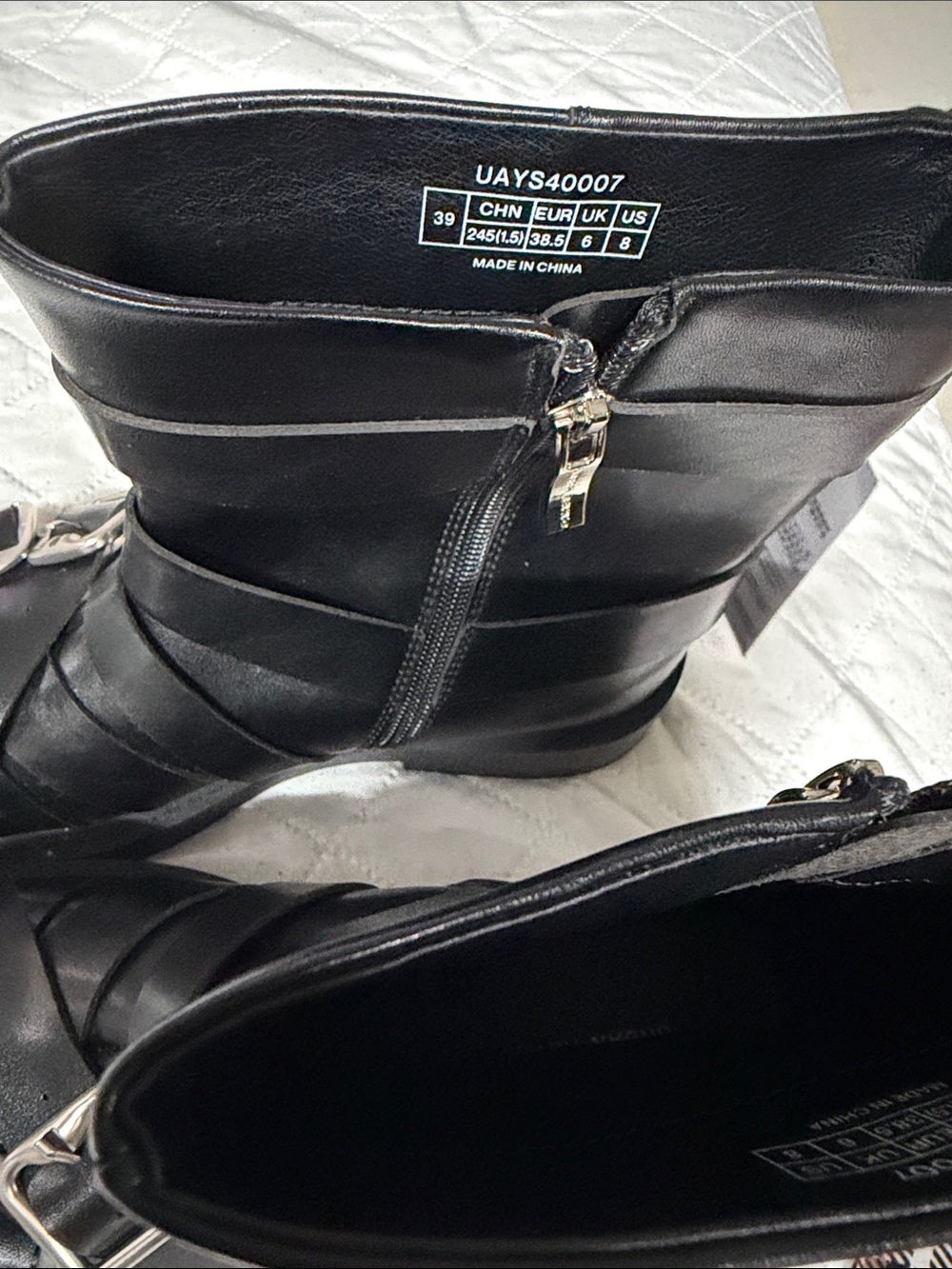 Urban Revivo Black Buckle-Strap Women's Ankle Boots - Picture 2 of 5